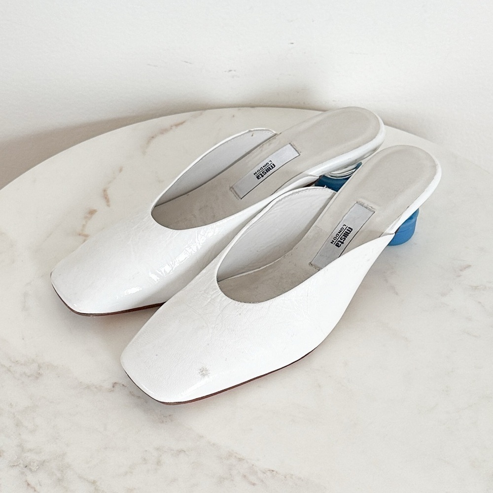 NEW Miista Karolina Blue Bottle Cap Patent Leather Mules Size 36 EU 5.5 US - Picture 4 of 9